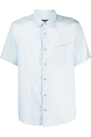 A.P.C. Heren, Overhemden, Blauw, Maat: M Linnen