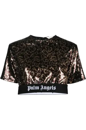 Palm Angels Dames, Blouses & Shirts, Bruin, Maat: M Poliester