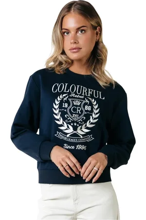 Colourful rebel Dames, Sweatshirts & Hoodies, Blauw, Maat: S Katoen