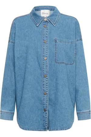 My Essential Wardrobe Dames, Blouses & Shirts, Blauw, Maat: 3XL Denim