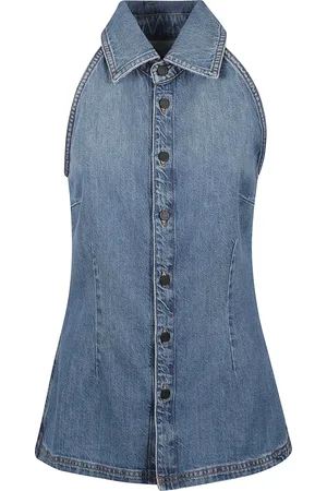 3x1 Dames, Blouses & Shirts, Blauw, Maat: M Katoen