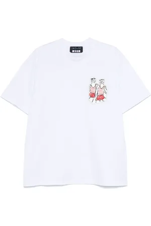 Msgm Heren, Tops, Wit, Maat: M Katoen