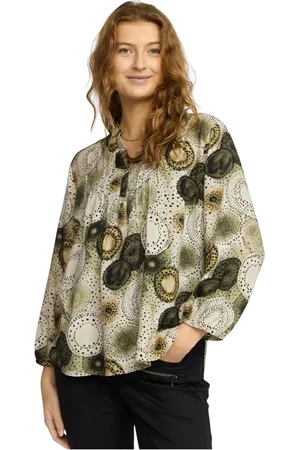 2-Biz Dames, Blouses & Shirts, Groen, Maat: M Viscose