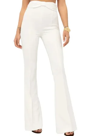 Elisabetta Franchi Dames, Broeken, Wit, Maat: M Satijn