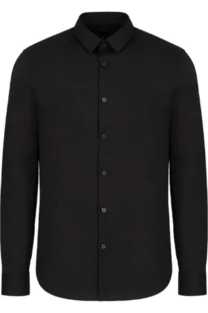 Emporio Armani Heren, Overhemden, Zwart, Maat: S Katoen