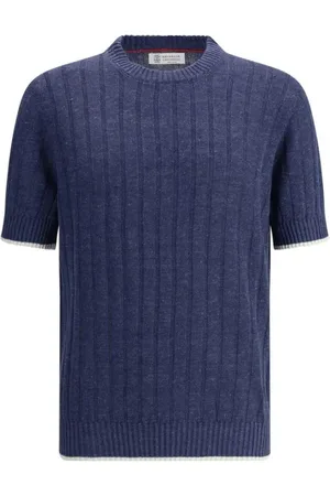 Brunello Cucinelli Heren, Truien, Blauw, Maat: S Linnen