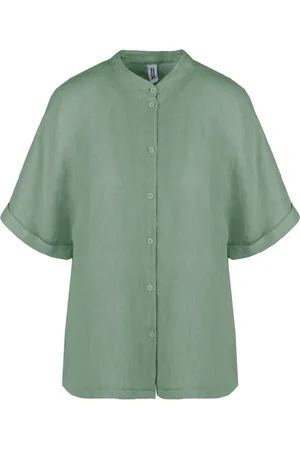 Bomboogie Dames, Blouses & Shirts, Groen, Maat: S Linnen