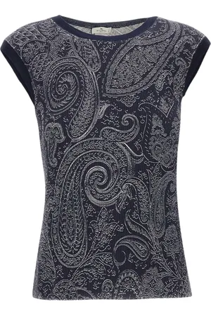 Etro Dames, Truien, Blauw, Maat: L Katoen