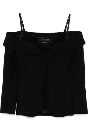 MUGLER Dames, Tops, Zwart, Maat: XS Wol