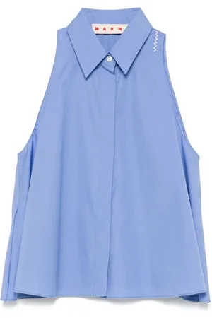 Marni Dames, Blouses & Shirts, Blauw, Maat: S Katoen
