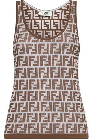 Fendi Dames, Tops, Bruin, Maat: XS Katoen