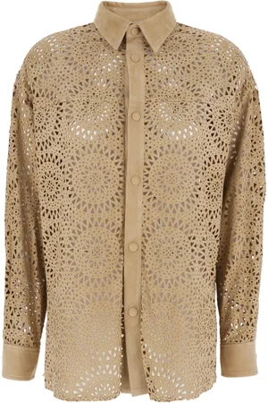 ELEVENTY Dames, Blouses & Shirts, , Maat: S Suède