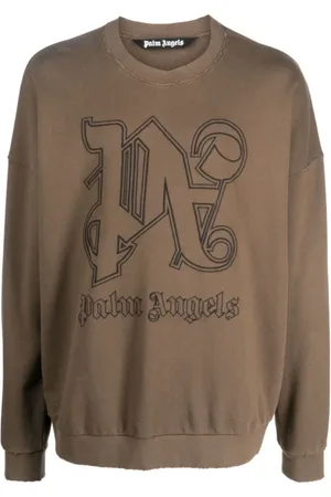 Palm Angels Heren, Sweatshirts & Hoodies, Bruin, Maat: L Katoen