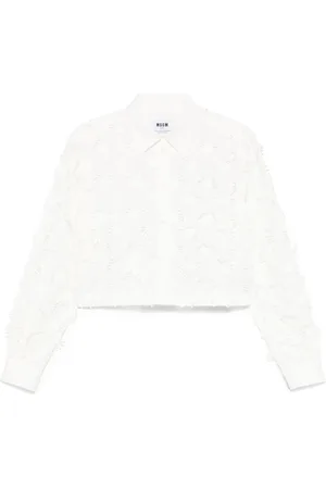 Msgm Dames, Blouses & Shirts, Wit, Maat: S Katoen