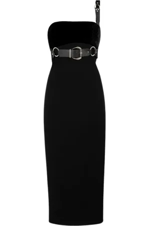 Roberto Cavalli Dames, Jurken, Zwart, Maat: M Leer