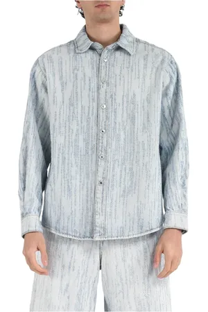Msgm Heren, Overhemden, Blauw, Maat: L Denim