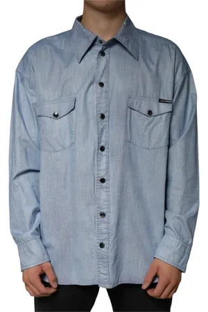 Dolce & Gabbana Heren, Overhemden, Blauw, Maat: M Katoen