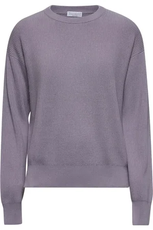 Brunello Cucinelli Dames, Truien, Paars, Maat: XS Katoen
