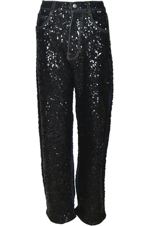 P.A.R.O.S.H. Dames, Jeans, Zwart, Maat: L Katoen