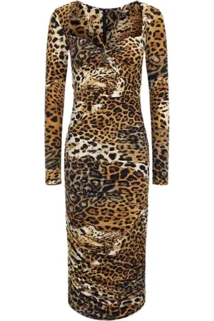 Roberto Cavalli Dames, Jurken, Bruin, Maat: XL Polyamide