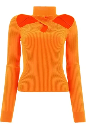 Msgm Dames, Truien, Oranje, Maat: M Viscose
