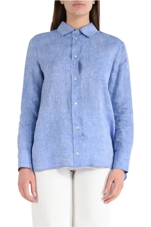 Max Mara Dames, Blouses & Shirts, Blauw, Maat: S Linnen