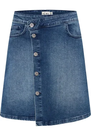 Ichi Dames, Rokken, Blauw, Maat: XS Denim