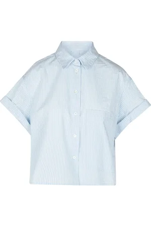 TELA Dames, Blouses & Shirts, Blauw, Maat: XS Katoen