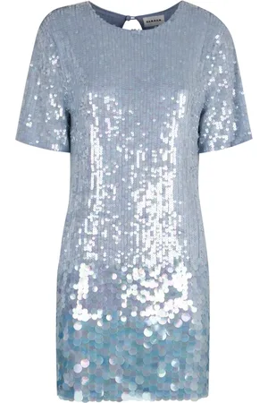 P.A.R.O.S.H. Dames, Jurken, Blauw, Maat: M Polyamide