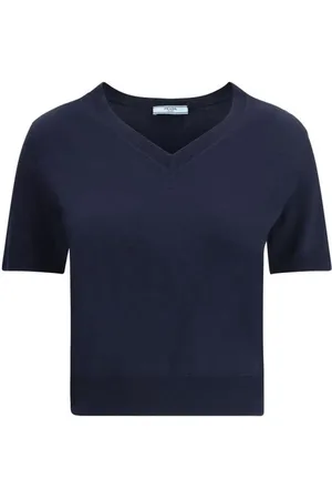 Prada Dames, Truien, Blauw, Maat: S Wol