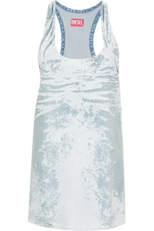 Diesel Dames, Jurken, Blauw, Maat: M Katoen