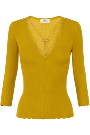 Elisabetta Franchi Dames, Truien, Geel, Maat: M Viscose