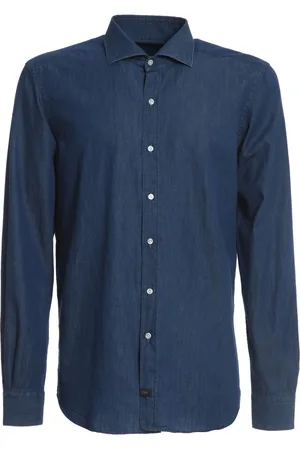 FAY Heren, Overhemden, Blauw, Maat: L Denim