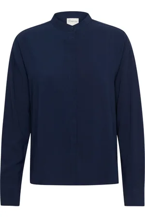 My Essential Wardrobe Dames, Blouses & Shirts, Blauw, Maat: M Linnen