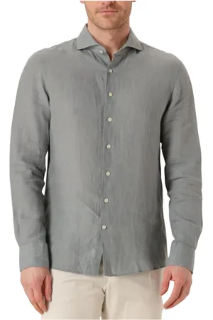 Profuomo Heren, Overhemden, Groen, Maat: 3XL Linnen