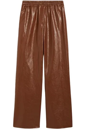 Max Mara Dames, Broeken, Bruin, Maat: XL Leer