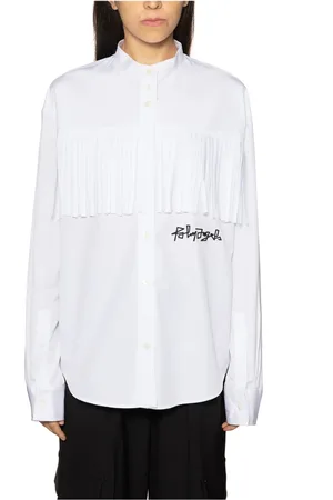 Palm Angels Dames, Blouses & Shirts, Wit, Maat: 2XS Katoen