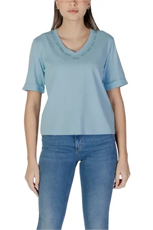 Liu Jo Dames, Tops, Blauw, Maat: M Katoen