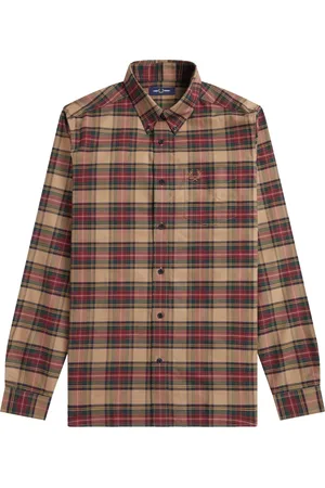 Fred Perry Heren, Overhemden, Bruin, Maat: M Katoen