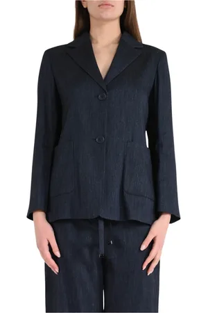 Max Mara Dames, Jassen, Blauw, Maat: M Linnen