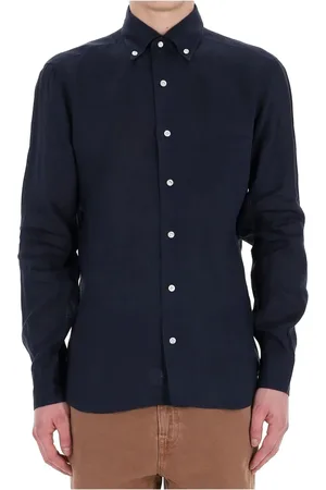 BARBA Heren, Overhemden, Blauw, Maat: M Linnen