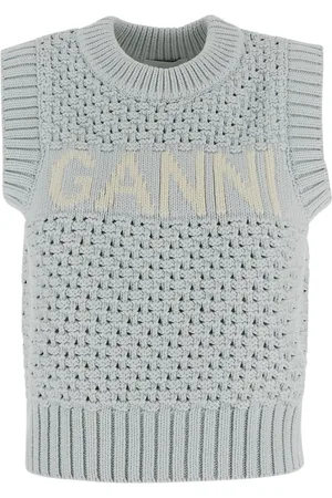 Ganni Dames, Truien, Blauw, Maat: L