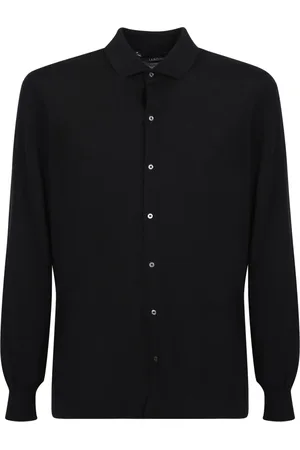 LARDINI Heren, Overhemden, Zwart, Maat: L Wol
