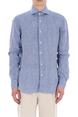 BARBA Heren, Overhemden, Blauw, Maat: L Linnen