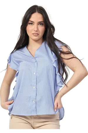 Alessia Santi Dames, Blouses & Shirts, Blauw, Maat: XS Katoen