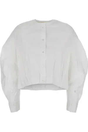 TELA Dames, Blouses & Shirts, Wit, Maat: M Katoen