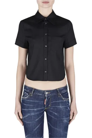 Dsquared2 Dames, Blouses & Shirts, Zwart, Maat: 2XS Katoen