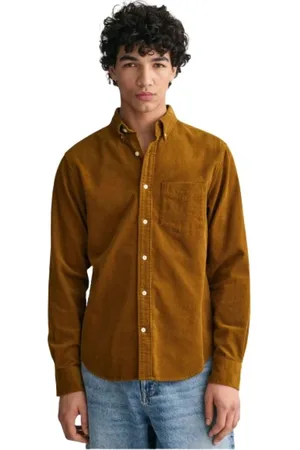 GANT Heren, Overhemden, Bruin, Maat: L Velours