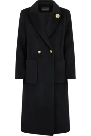 Roberto Cavalli Dames, Mantels, Zwart, Maat: M Wol