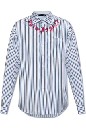 Palm Angels Heren, Overhemden, Blauw, Maat: S Katoen